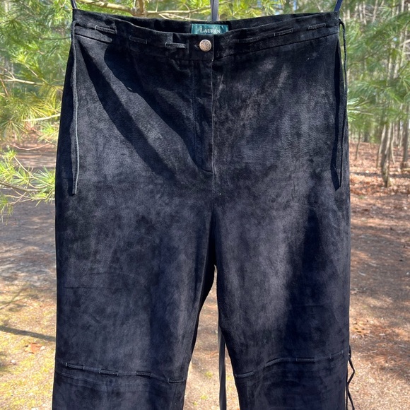 Lauren Ralph Lauren Pants - 90s Lauren Ralph Lauren Leather Suede Lace-Up Pants